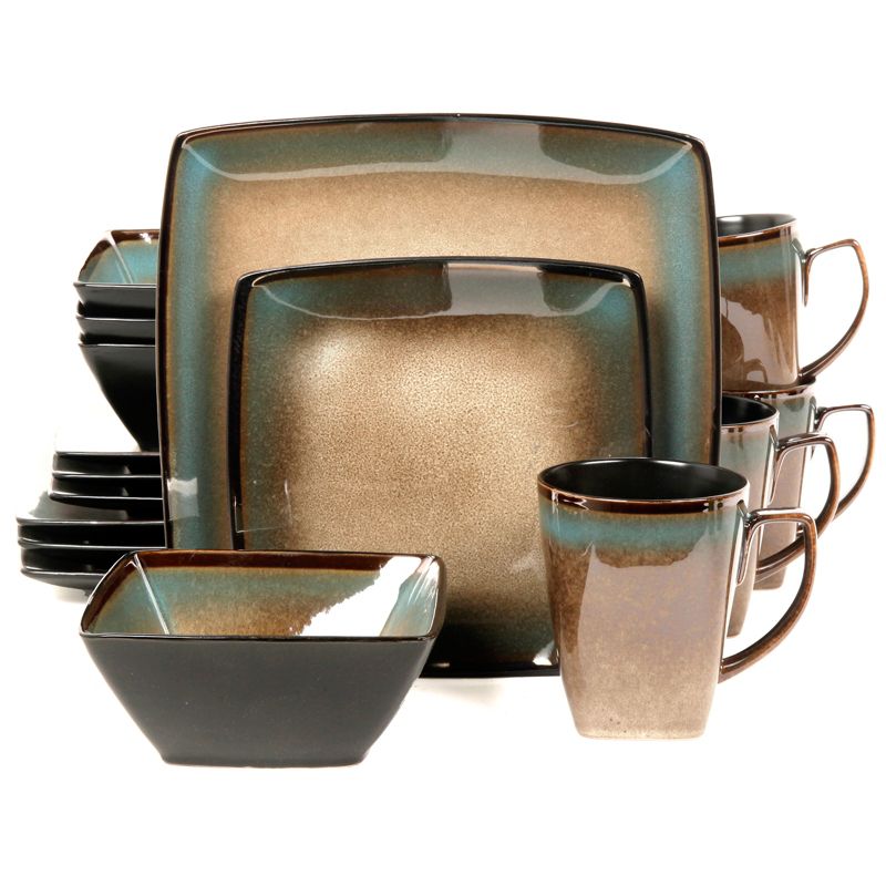 Gibson Tequesta 16pc Square Dinnerware Set- Taupe, 1 of 6