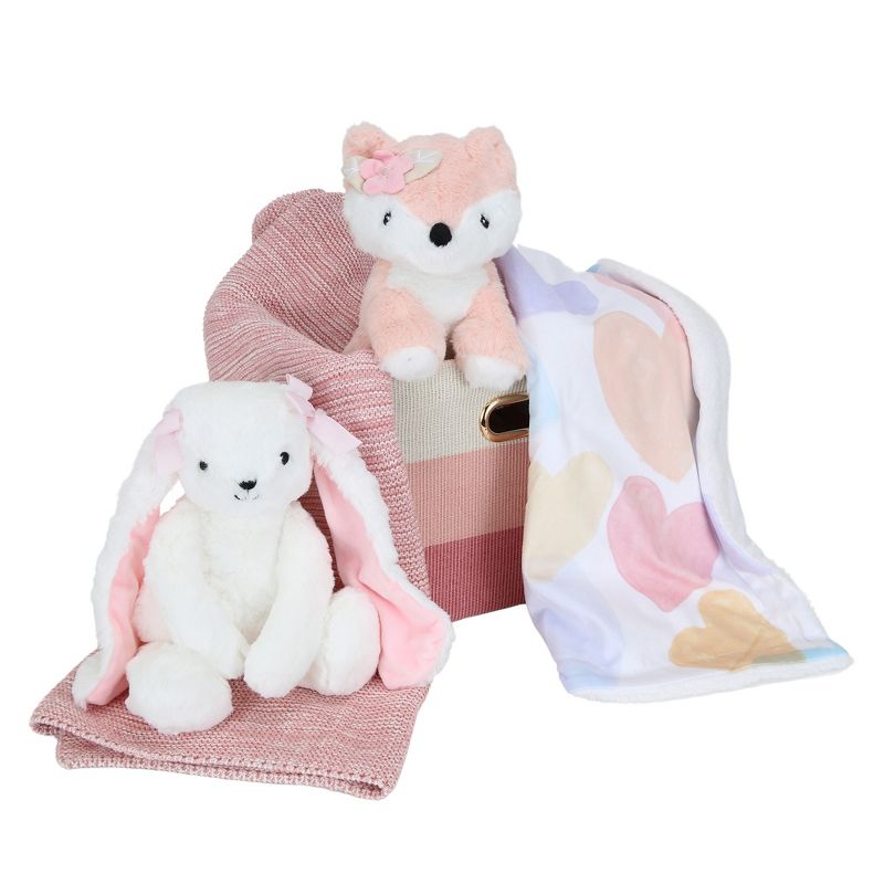 Lambs & Ivy Pink/White 5-Piece Luxury Infant / Newborn / Baby Gift Basket, 4 of 10