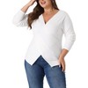 Agnes Orinda Women's Plus Size Knit Deep V Neck Wrap Curvy Pullover Sweaters - 2 of 4