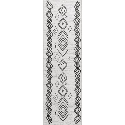 Gray Machine Washable Moroccan Runner Rug