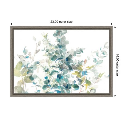 Eucalyptus Watercolor Botanical Framed Canvas Wall Art in Grey