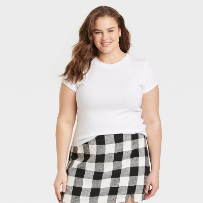 Women's Slim Fit Short Sleeve Cropped Ribbed T-Shirt - A New Day™