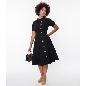 Unique Vintage Women's Button Swing Dress - 1 of 4