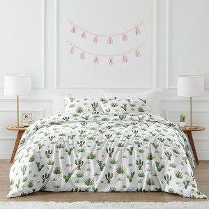 Sweet Jojo Designs Girl Full/Queen Comforter Bedding Set Cactus Floral Pink Green and White 3pc - 1 of 4