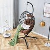 NAYSAYE Patio Swing Heavy Duty Iron Hanging Chair with Wicker Weave and Cushion for Garden and Balcony Relaxation, Black and Brown, 36.61"*78.74"*50" - 4 of 4