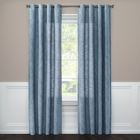 Textured Weave Window Curtain Panel Blue (54