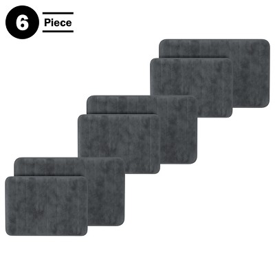 Gray Memory Foam 6-Piece Bath Rug Set with Microfiber Topper