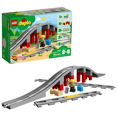Creative Building Play with DUPLO and Wooden Train Tracks