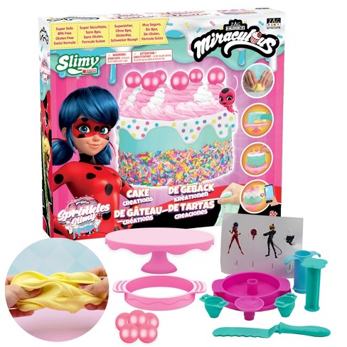 Miraculous Ladybug Sprinkles n' Slimy Birthday Cake, Slime Kit with Cake  Stand, Light Clay, Toppings, Decorations and Cooking Tools