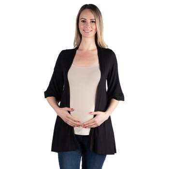 24seven Comfort Apparel Women's Maternity Open Front Cardigan