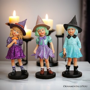 Mystical Victorian Witch Sisters Set of Three Figurines, Enchanted 6" Statues for a Bewitching Halloween Tabletop Display| OrnamentallyYou - 1 of 4