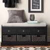 Storage Bench, Wooden Storage Bench Organizer with 3 Drawers and 3 Baskets, Entryway Shoe Bench with Cushion for Living Room, Hallway, Entryway - 2 of 4
