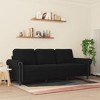 vidaXL Velvet 3-Seater Sofa - Modern Design with Metal Frame, Thickly Padded Seat and Armrest, Comfortable Back Pillows - Black - 2 of 4