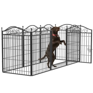 Artloge 8 Panels Heavy Duty Metal Dog Panel Pet Playpen Indoor Outdoor Foldable Dog Exercise Fence with Gate for Large Medium Pets Camping Yard - 1 of 4