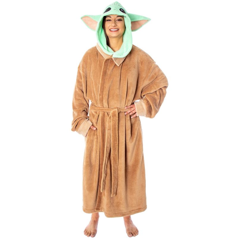 Star Wars Baby Yoda The Child Adult Costume Plush Robe Beige, 1 of 6