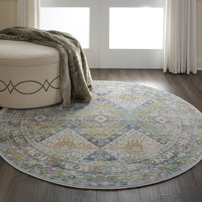 Regal Vintage Blue Diamond 48" Round Synthetic Area Rug
