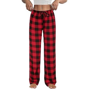 Ekouaer Women Pajama Pants Comfy Pj Bottom with Pockets Stretch Plaid Sleepwear - 1 of 4