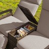 ELJGET Patio Recliner Loveseat Chair Set with Adjustable Backrest and Built-in Storage Table, Brown Cushions - 2 of 4