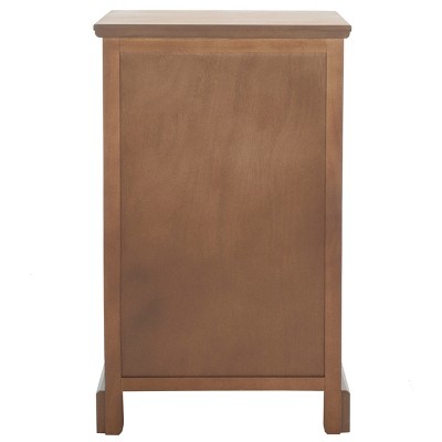 Beige Pine Transitional Rectangular Side Table with Storage