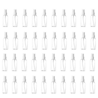 Juvale 40 Pack Fine Mist Clear Spray Bottles 2.7oz with Pump Spray Cap, Reusable Refillable Small Empty Plastic Bottles for Essential Oils, Perfumes