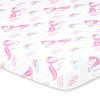 The Peanutshell Fitted Playard Sheets for Baby Girls' - Pink Unicorn and Rainbow - 2pk - 3 of 4