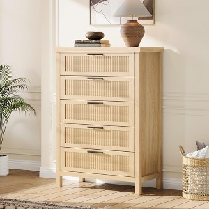 Large-Capacity Grooved Five-Drawer Chest Spacious Clothing Storage Cabinet Ideal for Bedrooms and Hallways TV Cabinet - 1 of 4