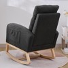 Upholstered Modern Accent Rocking Chair with Solid Wood Legs, High Backrest and Side Pocket - 4 of 4