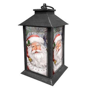 Briarwood Lane Christmas Lantern 13.5" x 5.5" x 5.5" Checkered Santa For Christmas Lantern - 1 of 3