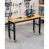 60 Inch Work Bench 2200 LBS Capacity  Wood Top Garage Workbench Adjust Height Work Table with Power Outlets & Sturdy Steel Frame - 2 of 4