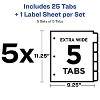 Avery Print & Apply Clear Label Dividers w/White Tabs 5-Tab 11 1/4 x 9 1/4 5 Sets 11440 - 3 of 4