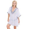 LA LEELA Women's Beachwear Summer Beach Dress Loose Swimming Bathing Suit Cover Ups for Women Large-X-Large White, Solid - 4 of 4