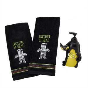 SKL Home 3pc Scary Cat Lotion and Creeping it Real Hand Towels - 1 of 4