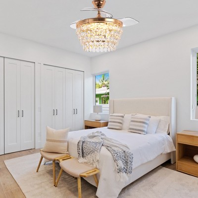 Bella Depot 42" Modern Gold Crystal Ceiling Fan
