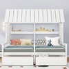 NicBex Twin Size Platform Bed Modern House-Shaped Wooden Bed Frame with 2 Drawers and 2 Beds Side by Side for Bedroom, No Box Spring Required - 2 of 4