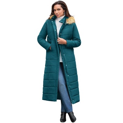 Roaman's Women's Plus Size Maxi Length Quilted Puffer Jacket