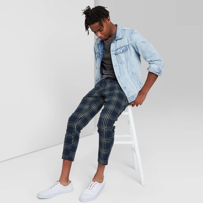tapered plaid pants mens