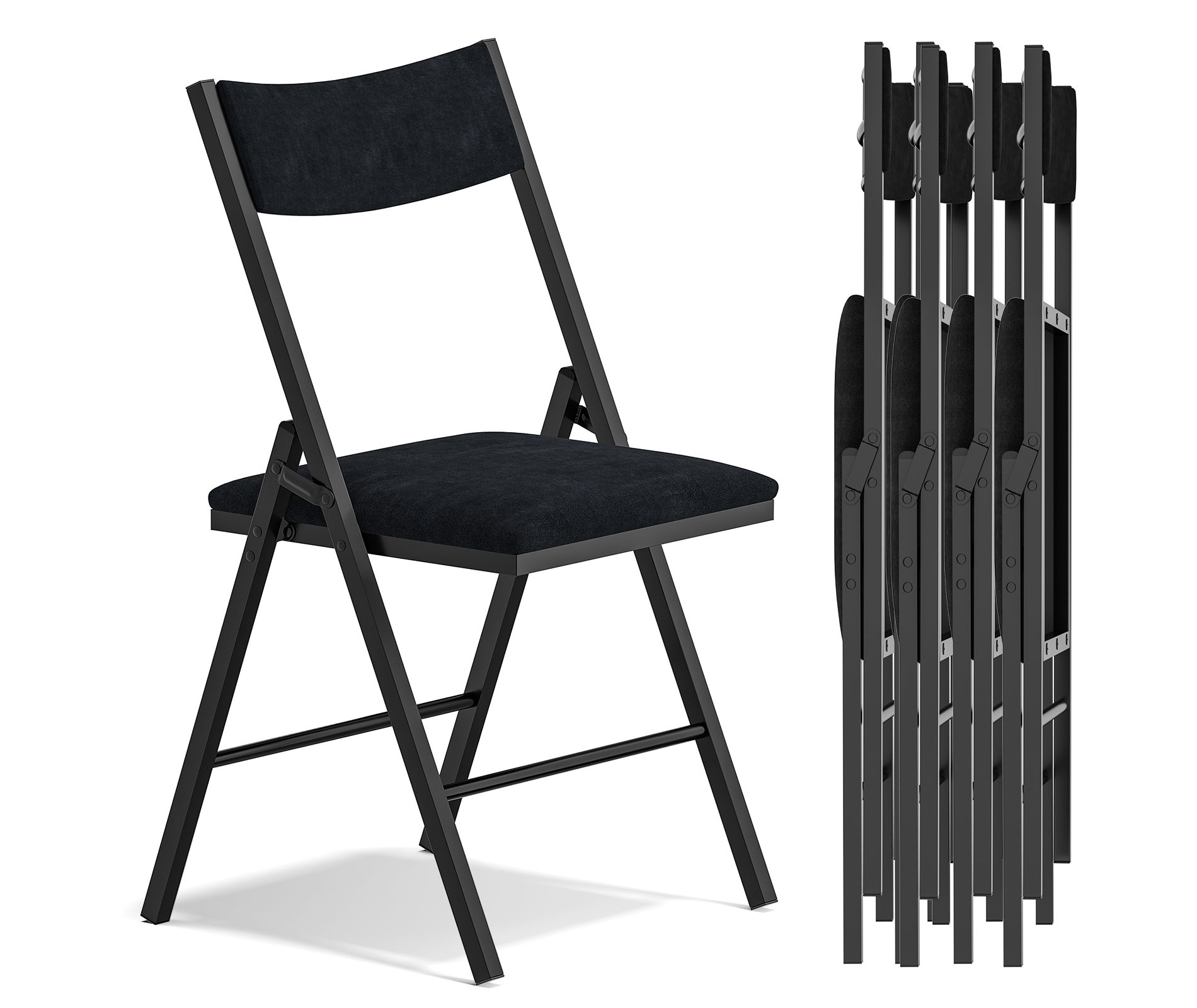 SKONYON 6 Pack Velvet Padded Folding Chairs with Heavy-Duty Steel Frame and Comfortable Seat for Indoor Outdoor Seating