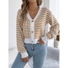 Coolmee Women's Cardigan Sweaters Striped Button Down Cropped Knit Lady Fall Trendy Sweaters Clothes - 4 of 4