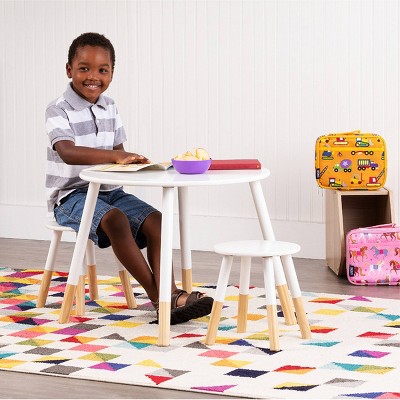 Scandi White and Natural Solid Wood Kids Table and Chair Set