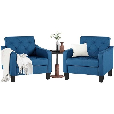 Living Room Modern Accent Chair set of 2, Upholstered Side Chair Reading Chairs with Padded Cushion, Dark Gray