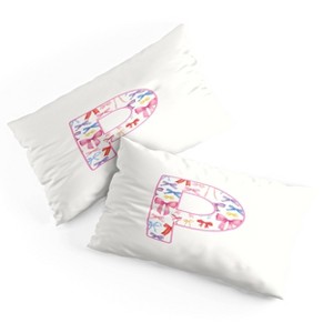 Deny Designs King April Lane Art Fancy Bow Monogram P Microfiber Printed Pillow Sham - 1 of 3