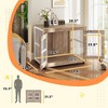 Angel Sar 39" Dog Crate Furniture with 2 Doors, Large Kennel Side Table with Adjustable Non-Slip Feet, Walnut Brown for Dogs up to 66 lbs - 3 of 4