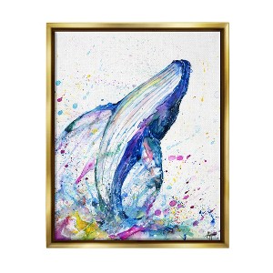 Stupell Industries Splashing Whale Bubbles MarineFloater Canvas Wall Art - 1 of 4