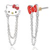 Hello Kitty Womens Sterling Silver Hello Kitty Dangle Chain Mismatch Earrings - 4 of 4