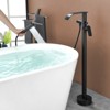 Cobbe Matte Black Floor Standing Tub Faucet Single Handle Freestanding Tub Filler with Swivel Spout Hand Shower and 59-Inch Hose - 4 of 4