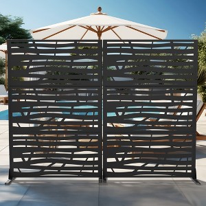 Dovelina Metal Outdoor Privacy Screen Freestanding Patio Decorative Screen (Set of 2) - 1 of 4