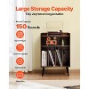 VEVOR Record Player Stand with Light, 3 Tiers Turntable Stand with Charging Station & USB Ports, Holds up to 150 Albums, Brown - 3 of 4