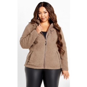 Avenue Women's Plus Size Kyla Fleece Zip Front Jacket - 1 of 4