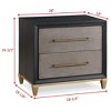 1pc Contemporary Dark Wood Finish Brushed Gold Hardware Tapered Legs Two-Drawers Nightstand Wooden - 3 of 4