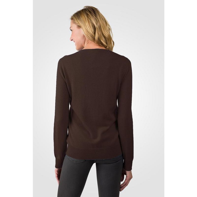 JENNIE LIU Women's 100% Cashmere Button Front Long Sleeve Crewneck Cardigan Sweater, 2 of 3